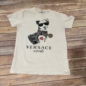Kids Versace T-shirt Dog with Gold Chain Glasses and tattoo.  XXL